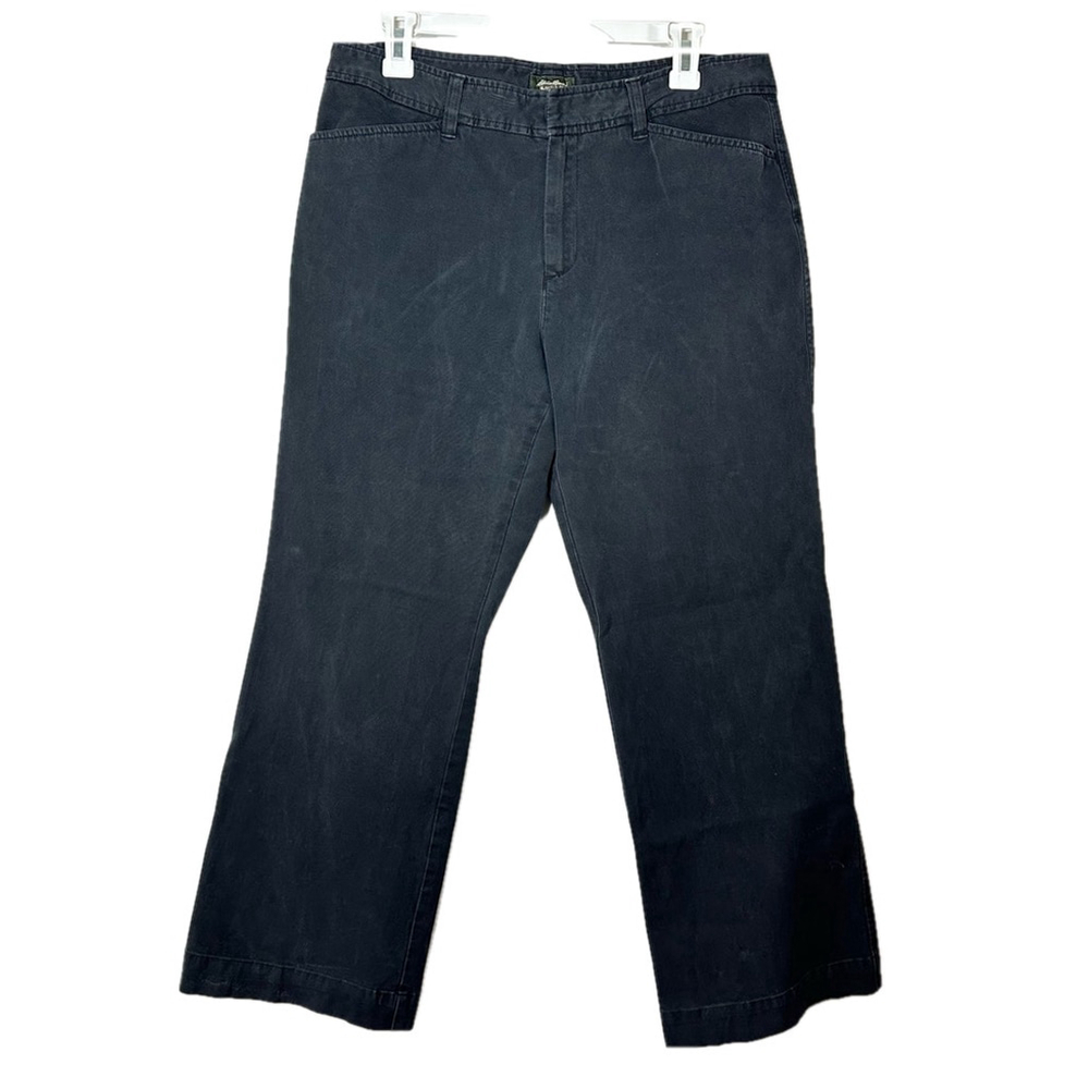 Eddie Bauer Chinos Blakely Fit Black Flat Front Straight Pants Size 14 32x28 in